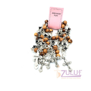 Mix Olive wood and metallic black crosses with main cross BRA050 - Zuluf