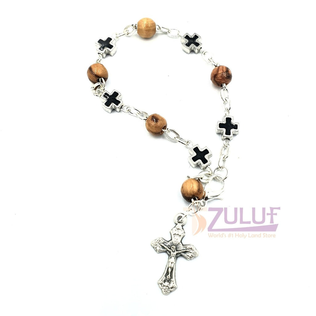 Mix Olive wood and metallic black crosses with main cross BRA050 - Zuluf