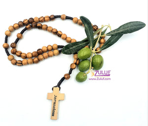 Olive Wood Beads Rosary From Jerusalem - Hand Made (Thread) By Zuluf Factory. (ROS004) - Zuluf