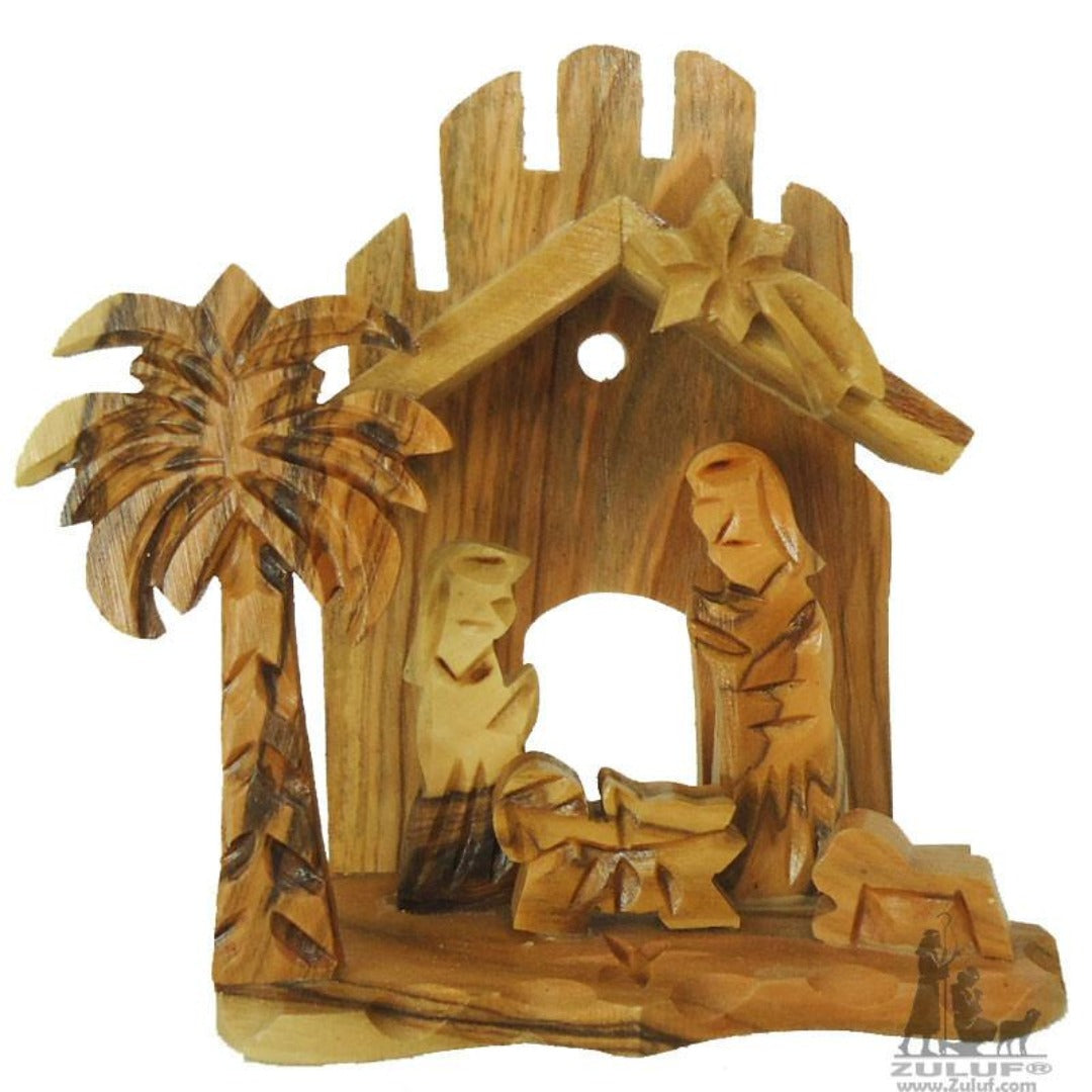 Olive Wood Christmas Nativity Set Hand Made Souvenir Gift Zuluf - NAT027 - Zuluf