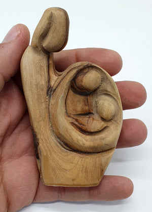 Olive Wood Faceless Holy Family Sculpture - Joseph, Virgin Mary & Jesus, Ideal Religious Gift, Perfect for Housewarming & Home Decor, - Zuluf