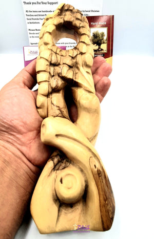 Olive wood hand made garved wine holder KIT018 - Zuluf