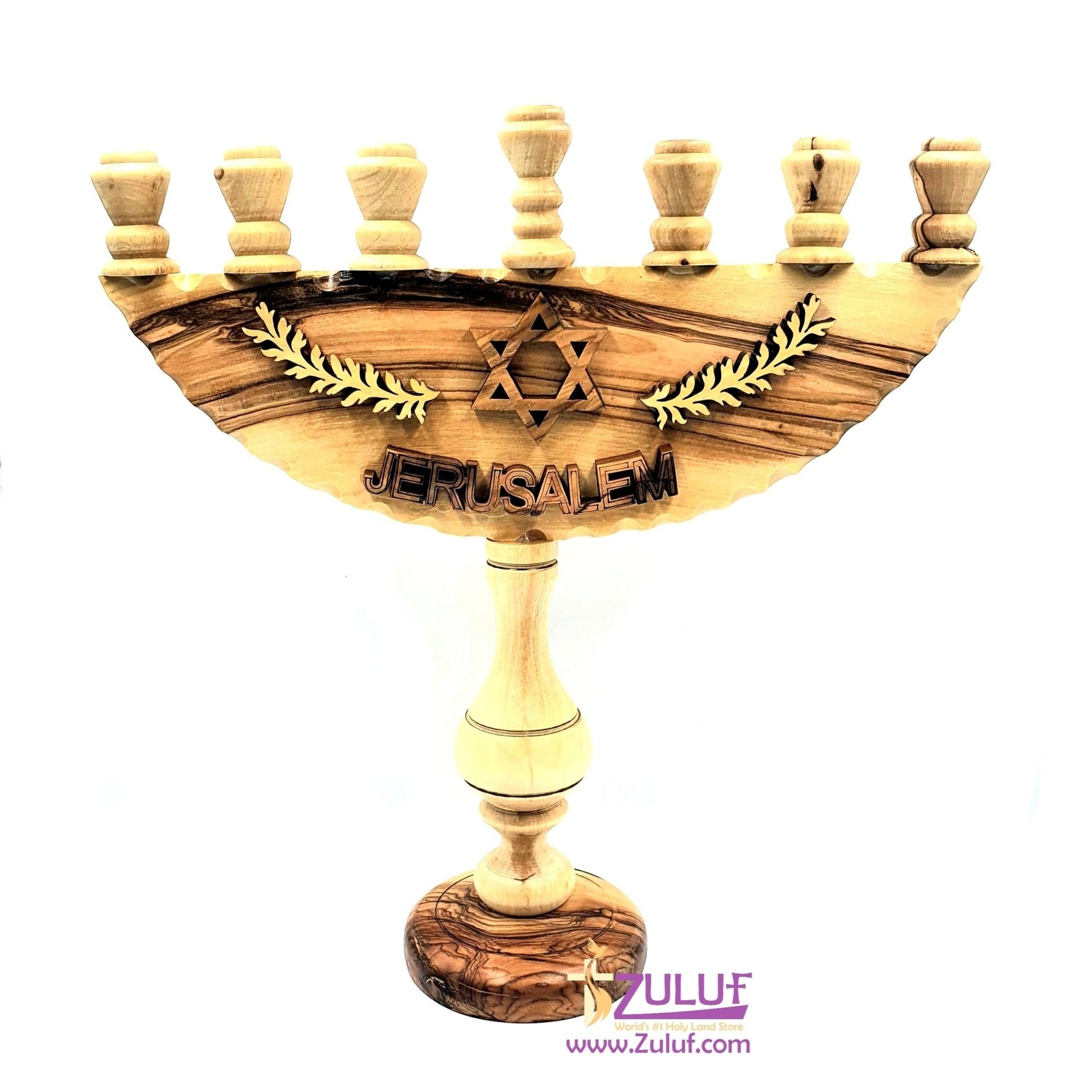 Olive wood hand made Jewish candlestick JUD001 - Zuluf