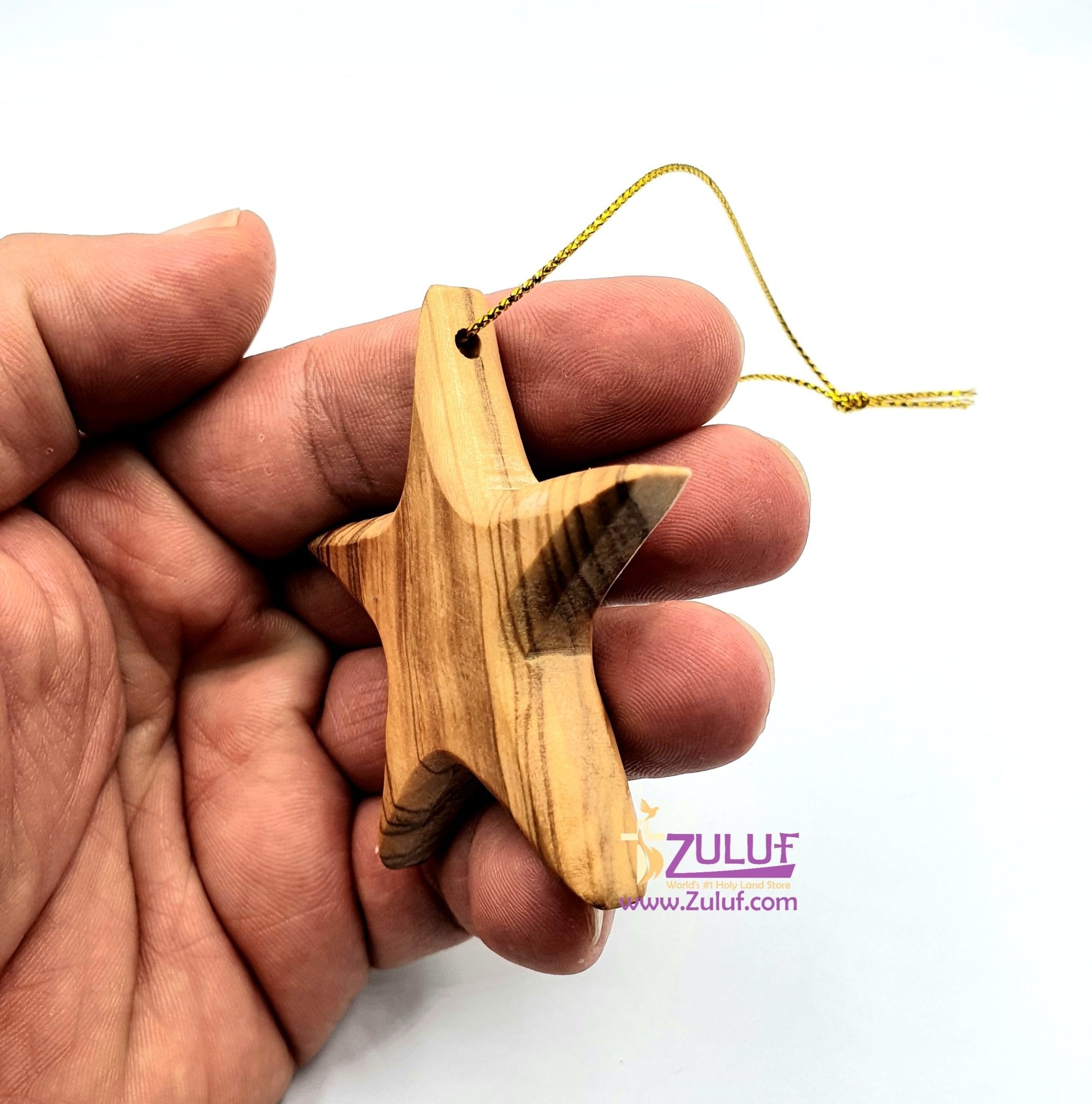 Olive wood hand made star Christmas tree ORN200 - Zuluf