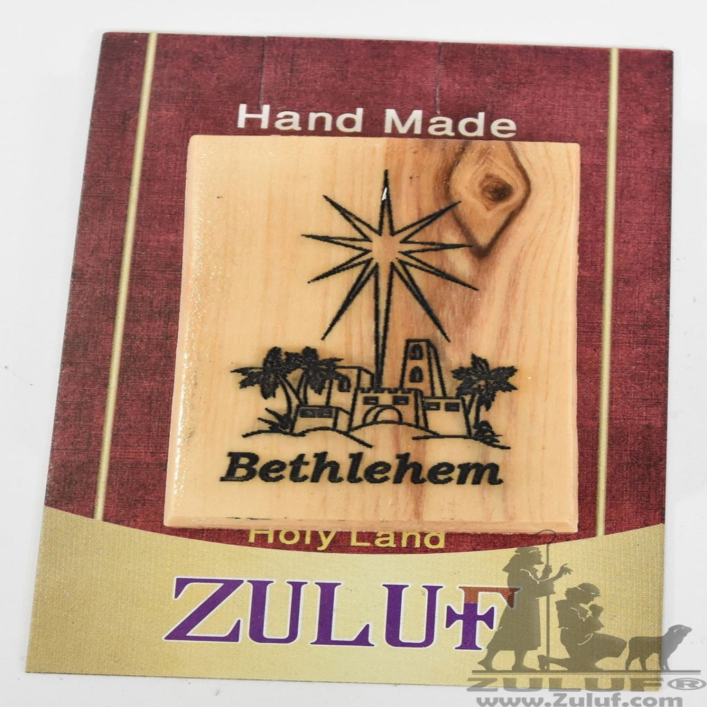 Olive Wood Magnet - Bethlehem City Holy Land Zuluf Olive Wood Factory - MAG022 - Zuluf