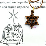 Olive Wood Messianic David Star Hand Made Bethlehem Star and Cross -PEN125 - Zuluf