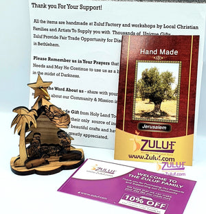 Olive wood Nativity Ornament Tree Shape From Israel Zuluf - (ORN001) - Zuluf