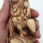 Olive Wood Nativity Statue - Flight to Egypt Scene, Jesus, Mary, and Joseph,Bethlehem Olive Wood Religious Art - Zuluf