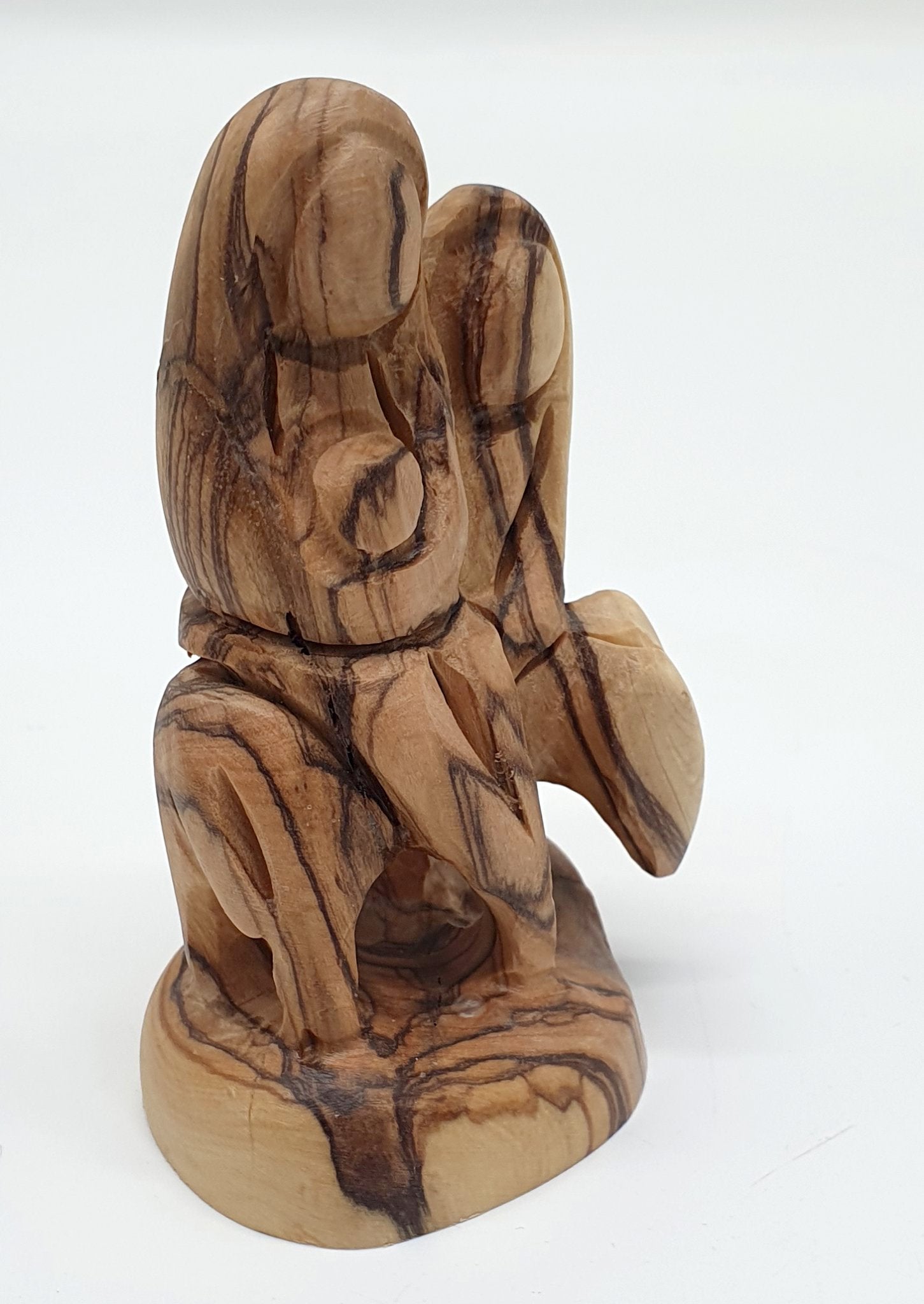 Olive Wood Nativity Statue - Flight to Egypt Scene, Jesus, Mary, and Joseph,Bethlehem Olive Wood Religious Art - Zuluf