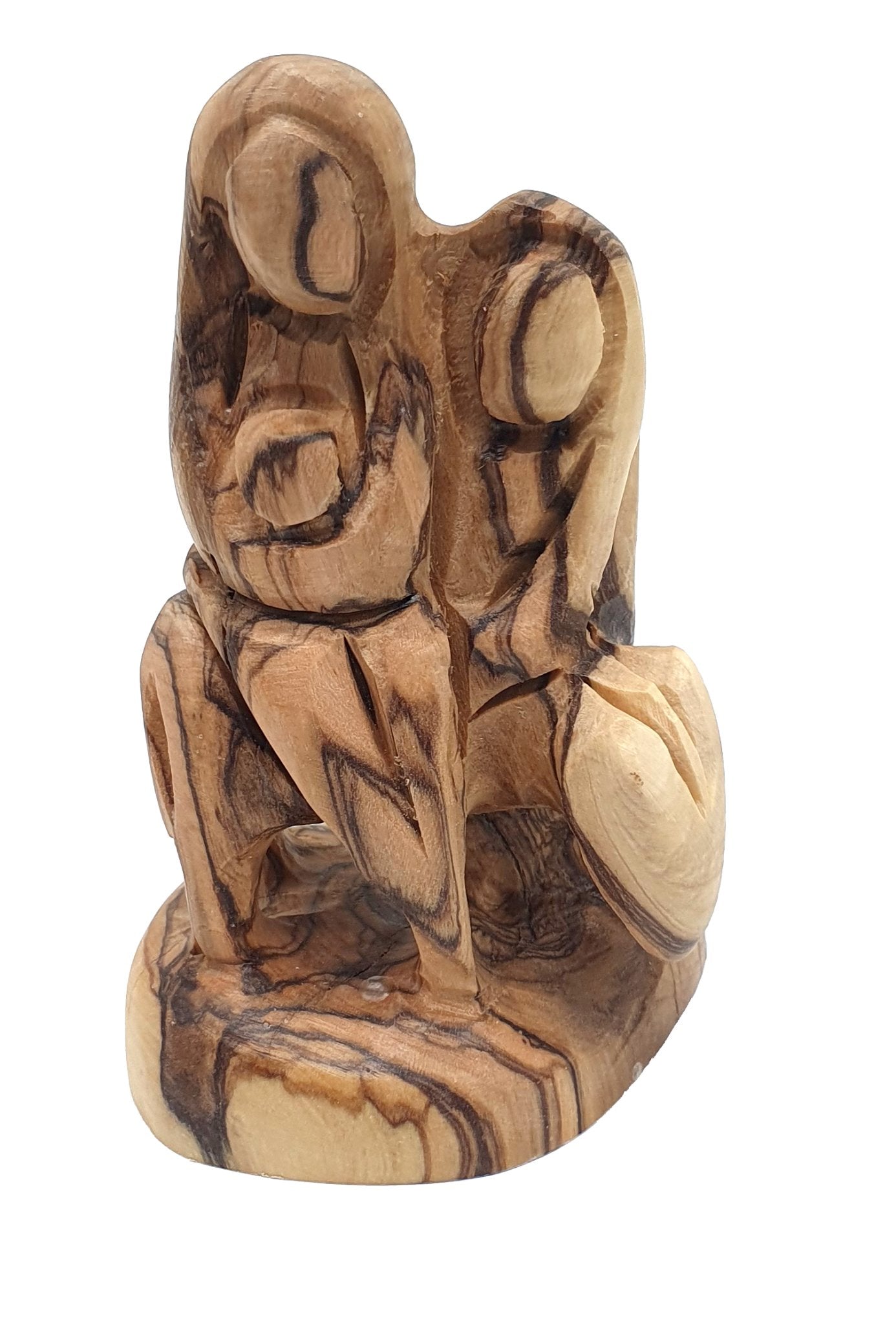 Olive Wood Nativity Statue - Flight to Egypt Scene, Jesus, Mary, and Joseph,Bethlehem Olive Wood Religious Art - Zuluf