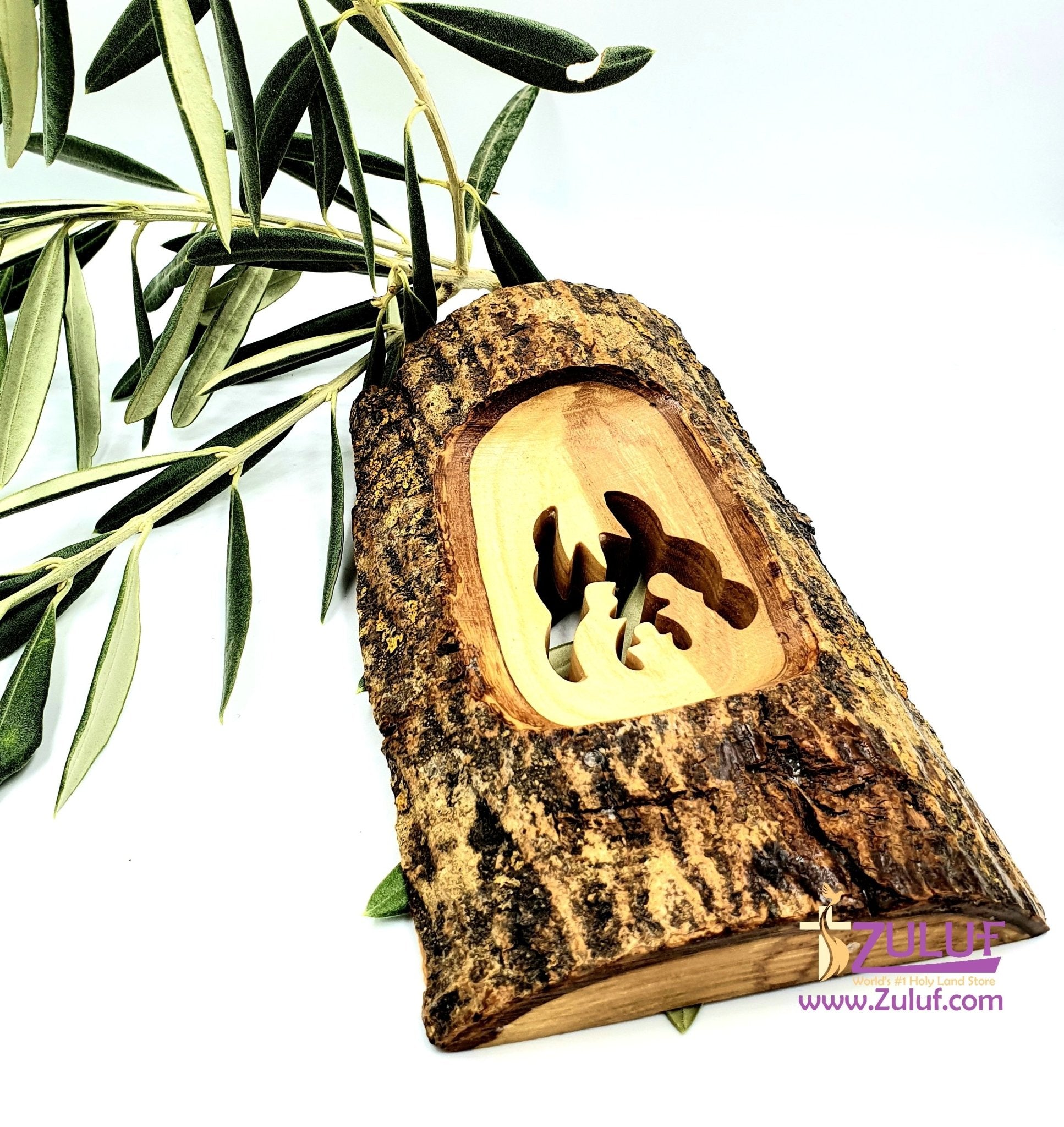 Olive Wood Natural Bark Décor Christmas Gift holy family Olive Wood Product Zuluf- HLG006 - Zuluf
