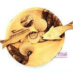 Olive wood plate with fish and bread HLG036 - Zuluf