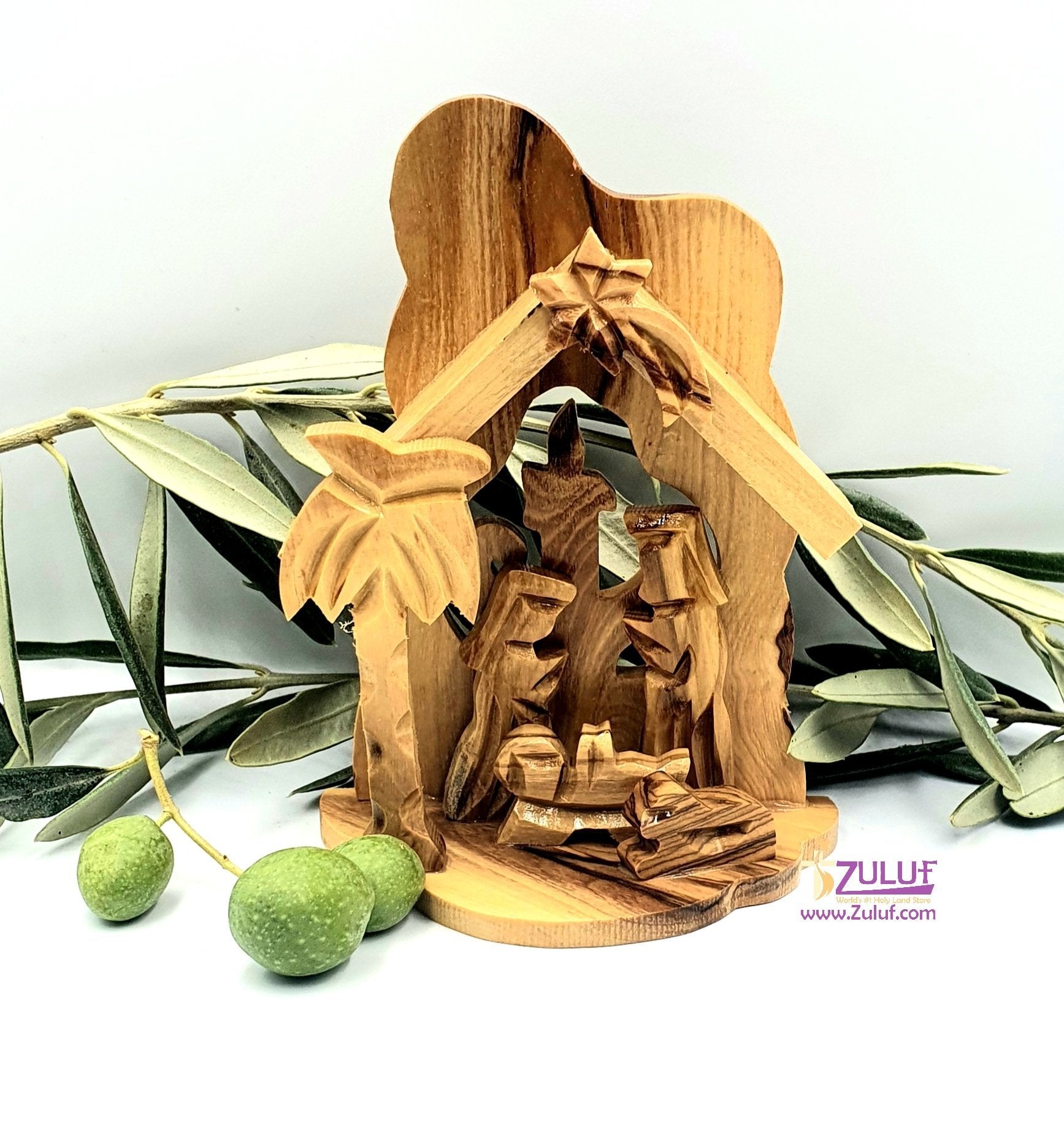 Olive Wood Small Candle Nativity Hand Made-NAT009 - Zuluf