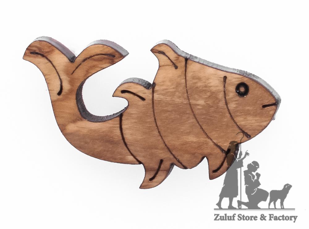 Olive Wood Small Fish Pin Gift 4X2.5CM/1.6X1in Zuluf (HLG136) - Zuluf