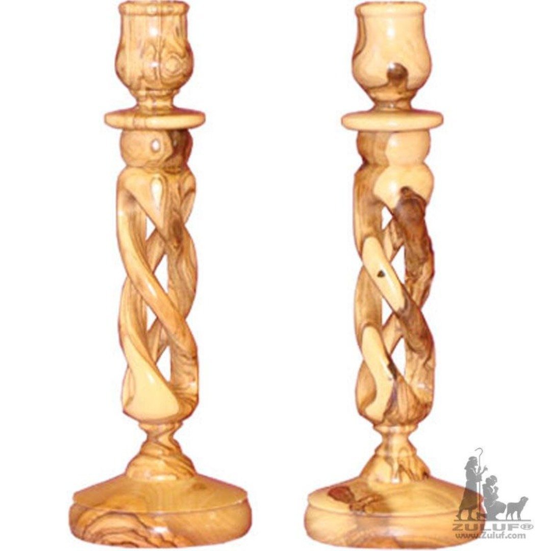 One Piece Olive Wood Candlestick Wedding Ceremony HandiCraft By Zuluf - (CAH008) - Zuluf