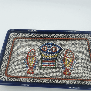pottery rectangular bowl 6.5 " - Ceramic Bowl Tabgha Armenian Hand Painted by Zuluf - CER028 - Zuluf