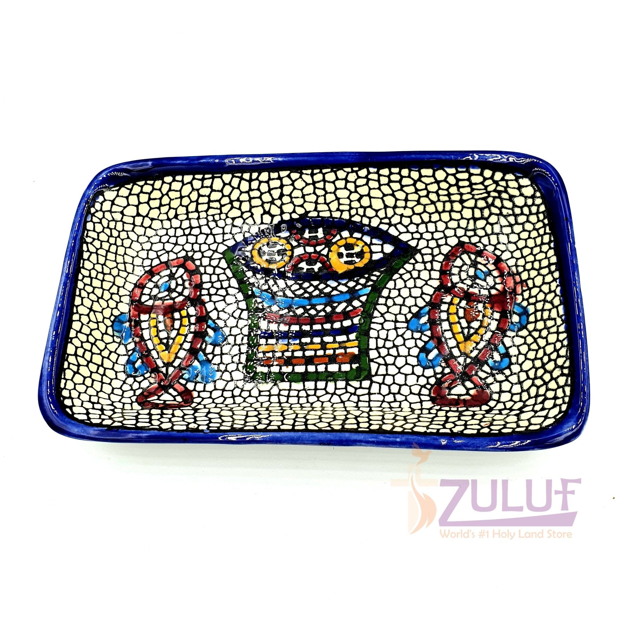 pottery rectangular bowl 6.5 " - Ceramic Bowl Tabgha Armenian Hand Painted by Zuluf - CER028 - Zuluf