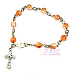 Red Crystal Rosary Bracelet With Silver Chain and Crucifix - BRA011 - Zuluf