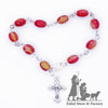 Red Crystal Rosary Bracelet With Silver Chain and Crucifix - BRA027 - Zuluf