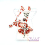 Rosary Necklace - Silver Plated Necklace Rosary Crystal Glass Beads & Jesus Crucifix and Jerusalem Cross - ROS006 - Zuluf