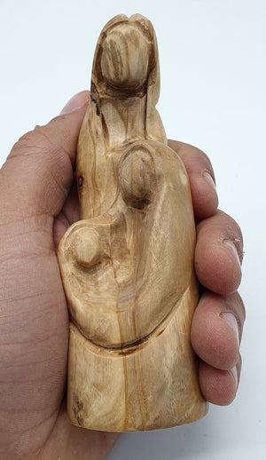 "Sacred Artistry: Zuluf Hand-Carved Olive Wood Holy Family Sculpture - 4.7 Inches | Christmas Gift - Mary and Joseph Figurines - Zuluf