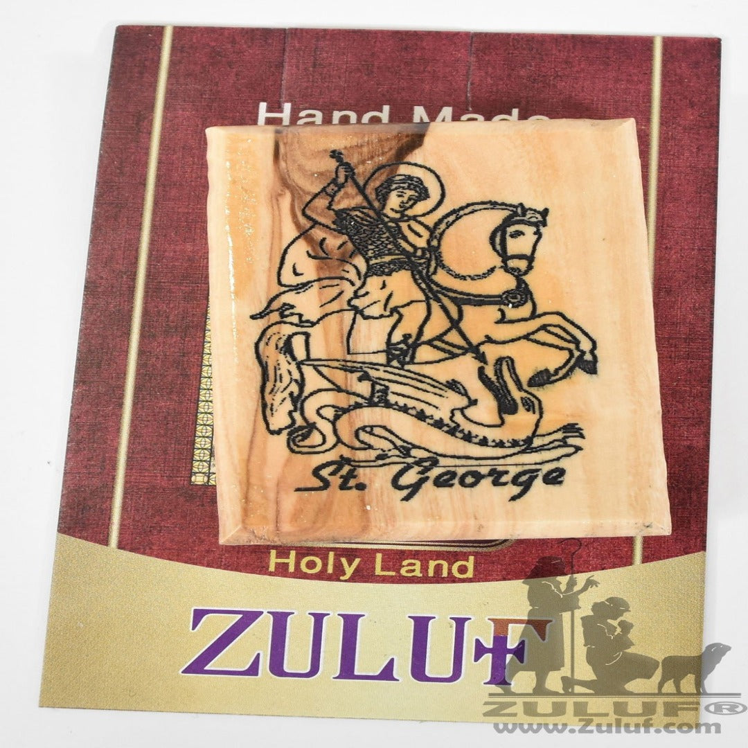 Saint George Olive Wood Magnet - Zuluf Olive Wood Factory - MAG031 - Zuluf