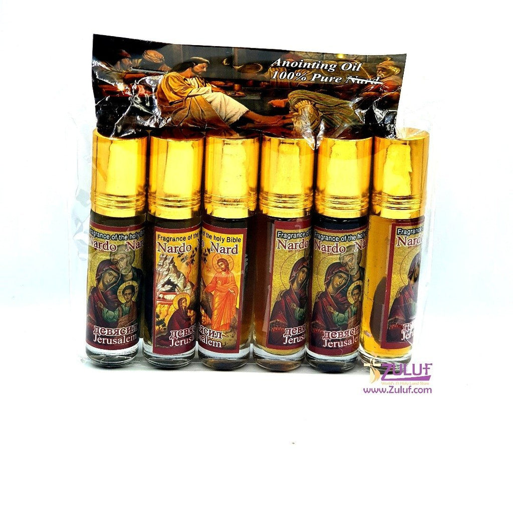 Set of 6 High Quality Nard Oils By Zuluf - Holy Land Anointing Oil from Jerusalem, Nard Made from Locally Sourced Herbs, Essences, and Oils NPER024 - Zuluf