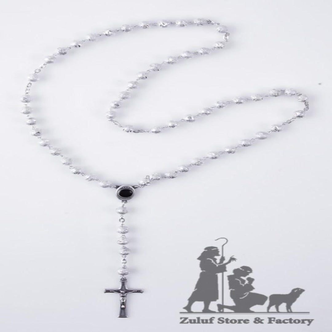 Silver Rosary Necklace Tone Beads Rosary Top Quality for Men & Women - ROS045 - Zuluf