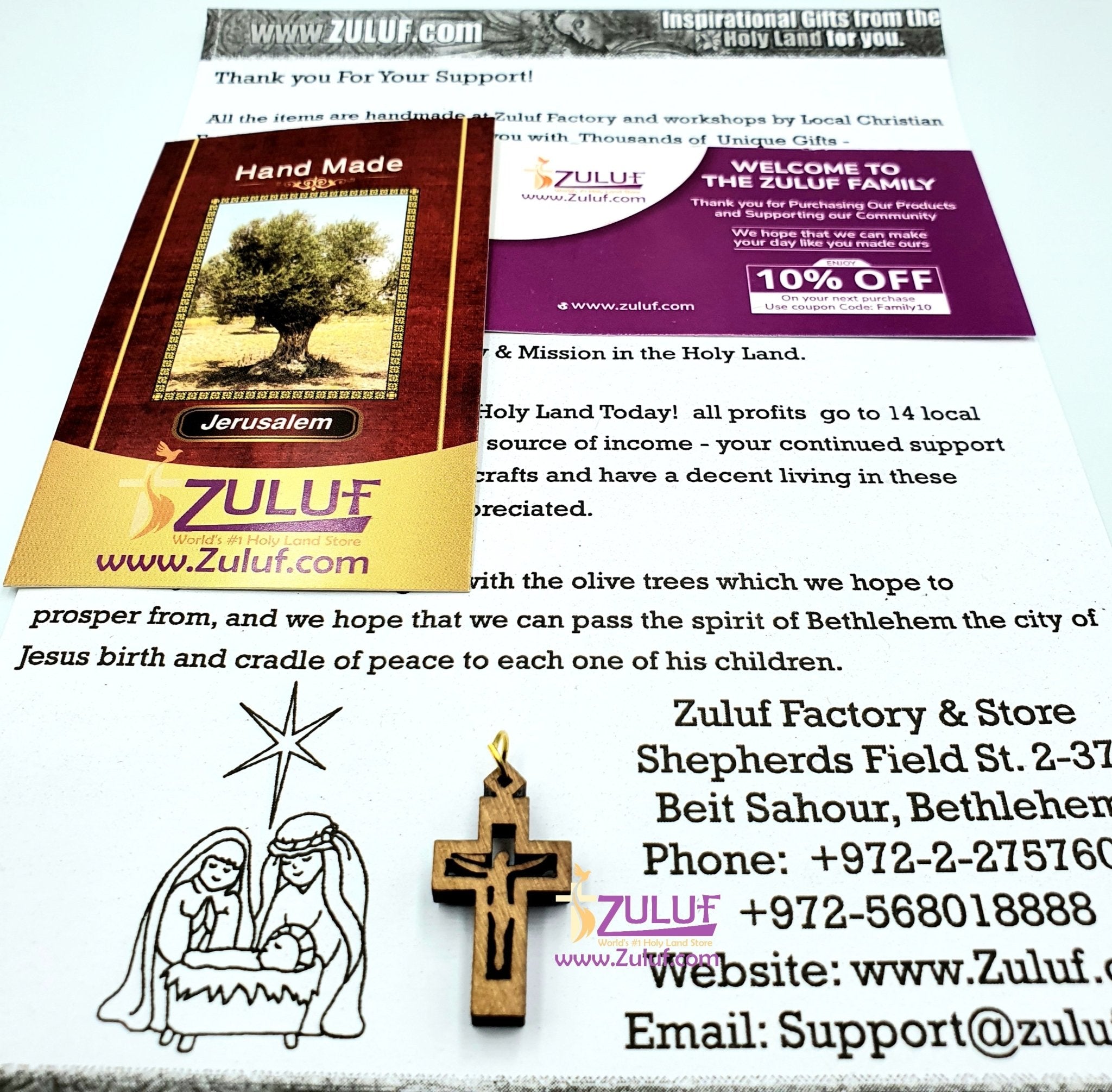 Small Olive Wood Crosses with crucifixion Pen215 - Zuluf