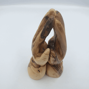 Small Olive Wood Praying Hands Statue By Zuluf - (FIG037) - Zuluf