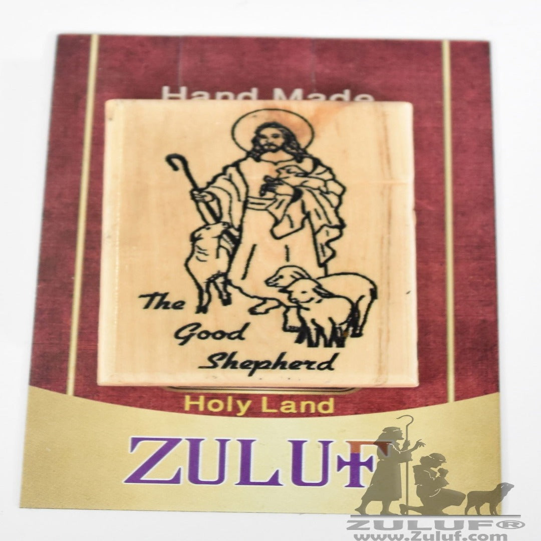The good Shepherd Olive Wood Magnet - Zuluf Olive Wood Factory - MAG040 - Zuluf