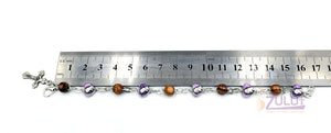 Violet metallic and olive wood bracelet with cross BRA049 - Zuluf