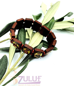 Wood Beads Saints Bracelet Elastic Adjustable Bangles - BRA001 - Zuluf