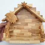 Zuluf Hand-Carved Nativity Set Scene with Bark Roof - Authentic Bethlehem Craftsmanship, 7 Inches - Zuluf