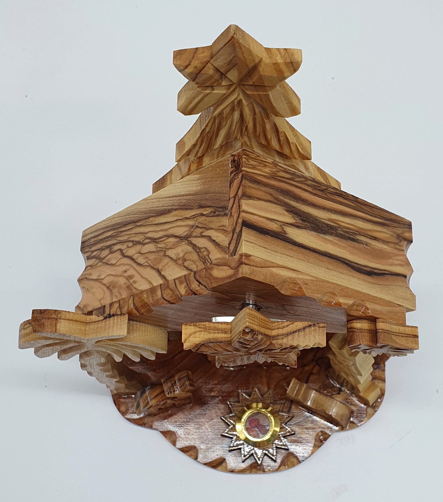 Zuluf Hand-Carved Nativity Set Scene with Bark Roof - Made In Bethlehem 8.4" REWRITE this tittle and make it sew optimized and add relevant high search keywords - Zuluf