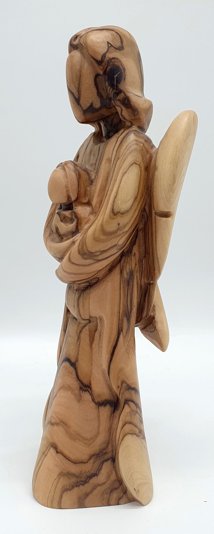Zuluf Olive Wood Angel Figurine, Shepherds Field Religious Decor, Handcrafted Wooden Guardian Angel, Home Blessings Gift - Zuluf