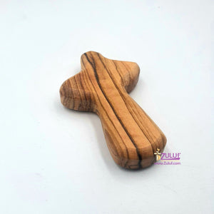 Zuluf Olive Wood Holding Small hand held Cross Bethlehem Holy Land - CRS001 - Zuluf