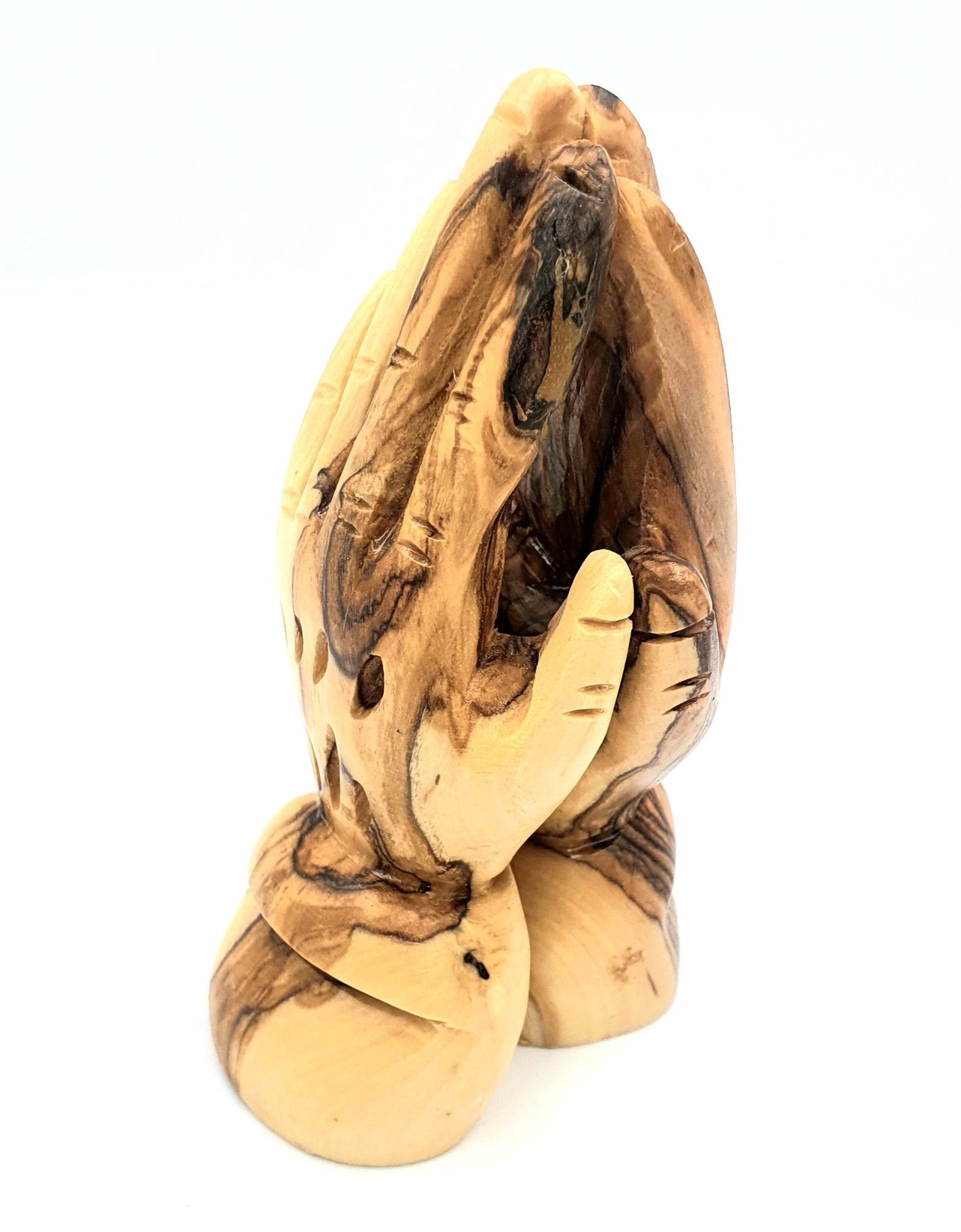 Zuluf Small Olive Wood Praying Hands Statue - 4.3 Inches - Handcrafted Spiritual Sculpture - Zuluf